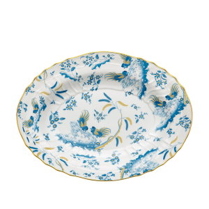 Ginori Oro Di Doccia Turchese Oval Flat Platter - 13"